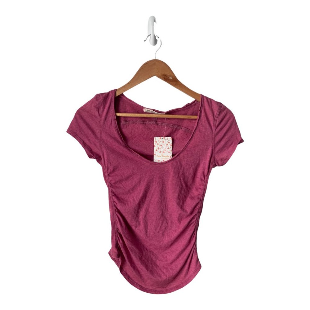 Free People Cinched Sides Sonnet Tee Iris Wine X-Small - Picture 2 of 9